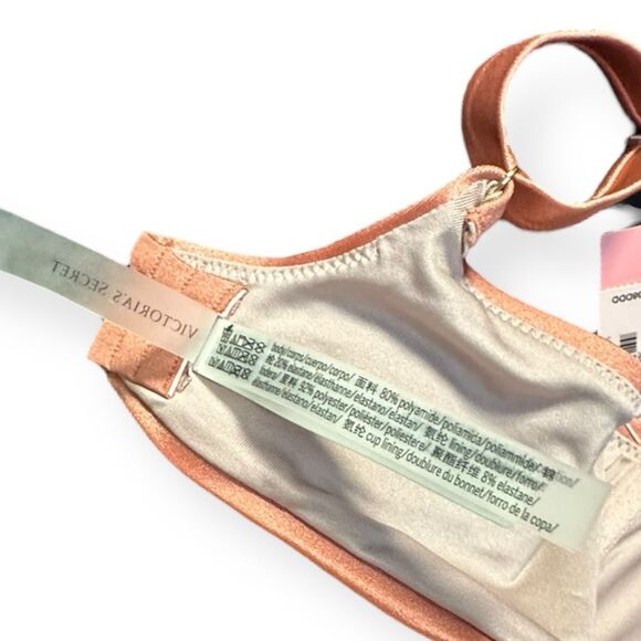 VICTORIA’S SECRET Women’s Rose Gold Twist Front Push-Up Bikini Top Size 38DDD - Picture 7 of 10